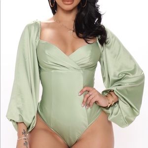 Fashion Nova Satin Bodysuit (never worn)